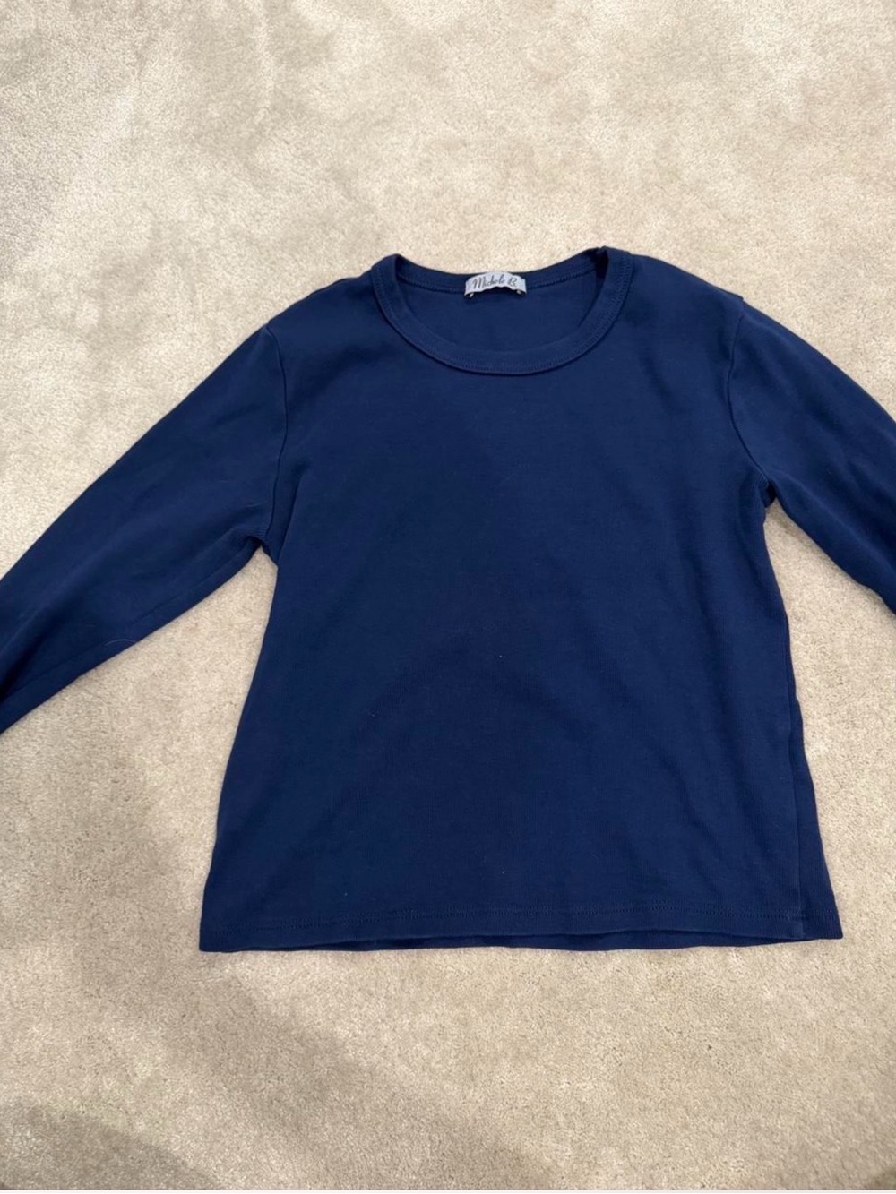 Classic Navy Long-Sleeve Crewneck Top by